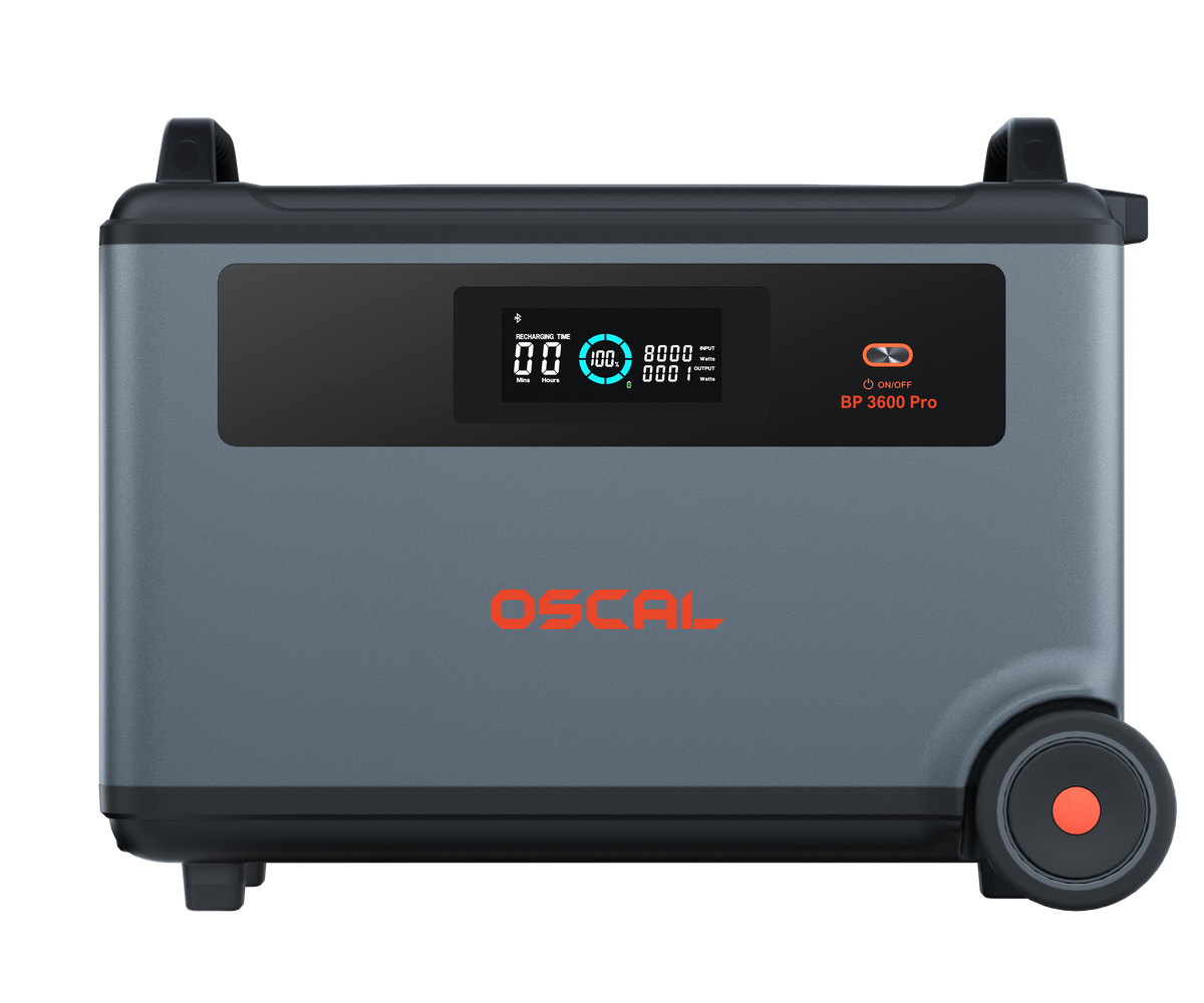 Pacco Batteria OSCAL BP3600 da 3600Wh esclusivo per PowerMax3600 e PowerMax6000, senza cavi di connessione necessari e espandibile fino a 57,6kWh