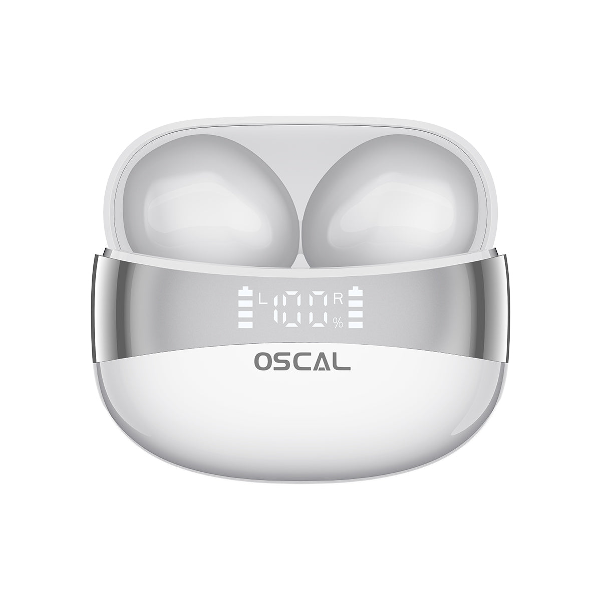 OSCAL HiBuds 6 ワイヤレスイヤホン, Bluetooth 5.4 ノイズキャンセリングイヤホン Hi-Fi重低音 LEDディスプレイ付き