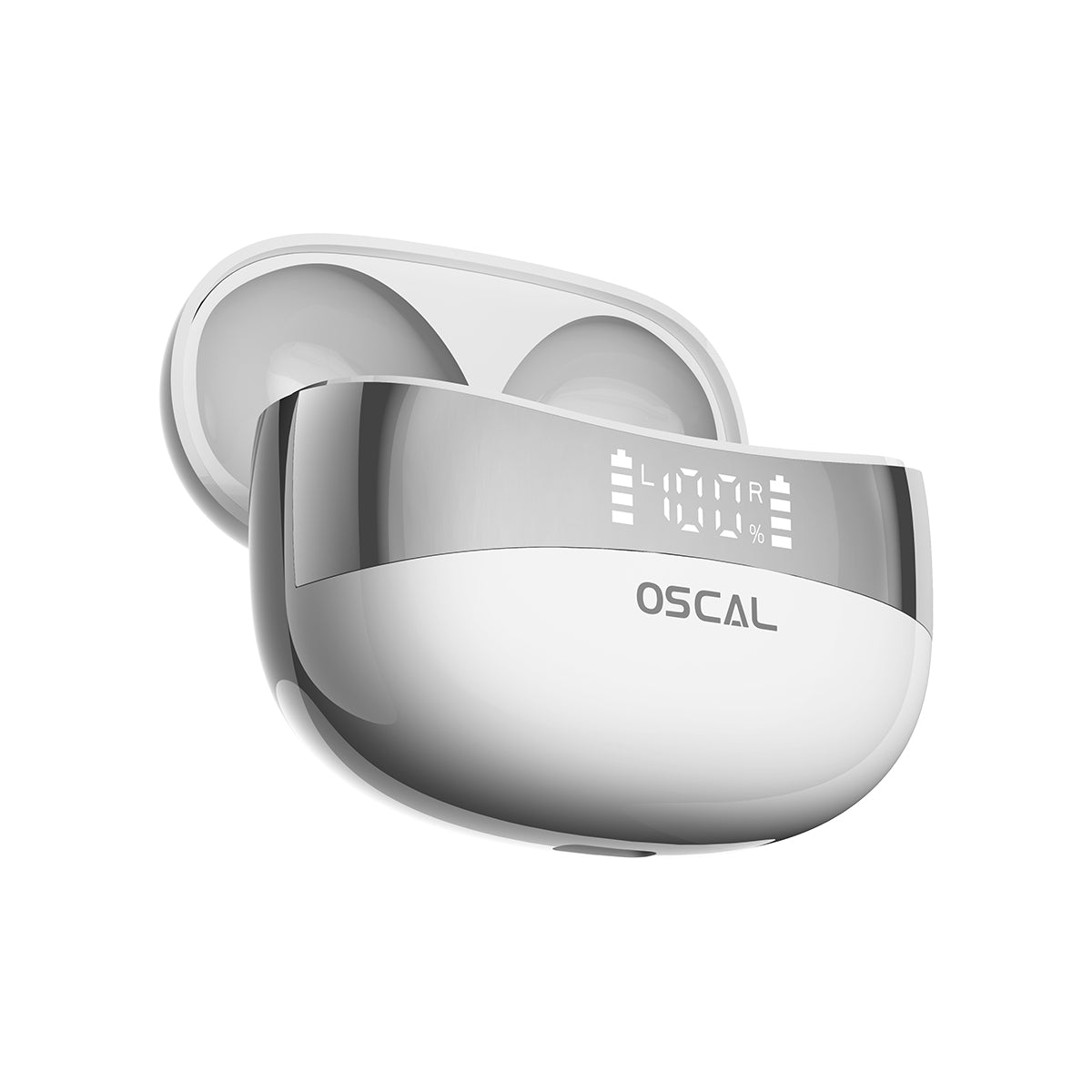 OSCAL HiBuds 6 ワイヤレスイヤホン, Bluetooth 5.4 ノイズキャンセリングイヤホン Hi-Fi重低音 LEDディスプレイ付き