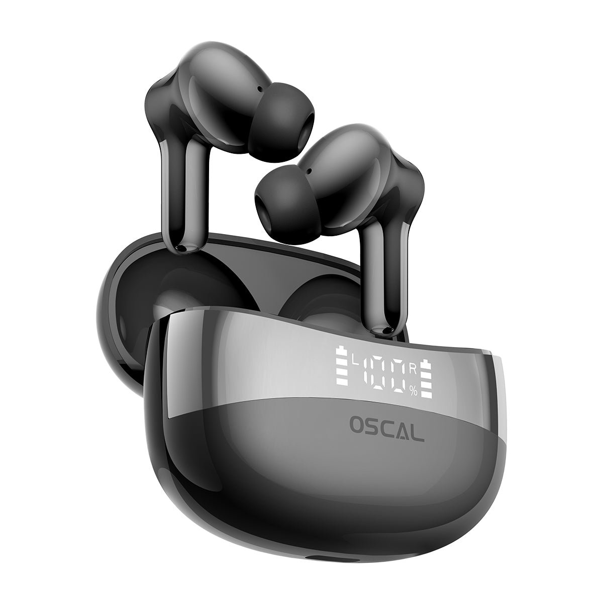 OSCAL HiBuds 6 Cuffie wireless, Bluetooth 5.4 con cancellazione del rumore, Hi-Fi, bassi profondi e display LED