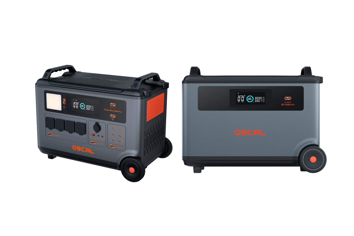 Pacco Batteria OSCAL BP3600 da 3600Wh esclusivo per PowerMax3600 e PowerMax6000, senza cavi di connessione necessari e espandibile fino a 57,6kWh