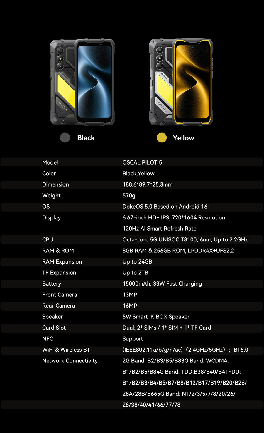 OSCAL Pilot 5 - 8/256GB Specifications PILOT 5 - OSCAL Pilot 5 - 8/256GB